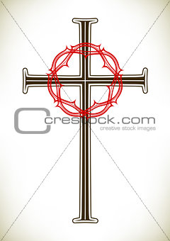 Christian cross and wreath