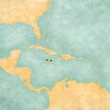 Map of Caribbean - Jamaica (Vintage Series)