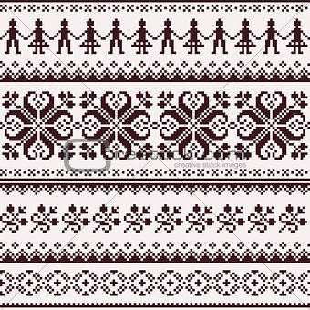Nordic seamless winter knitted brown pattern