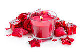 christmas candle with red decorations
