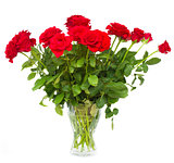 bouquet of scarlet roses in vase