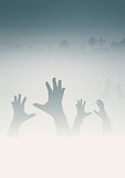 misty cemetery hands