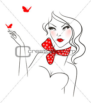 Beauty woman with butterfly