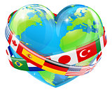 Heart globe with flags