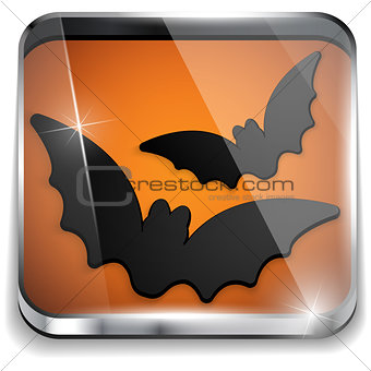 Halloween Bat Icon Button Application Vector