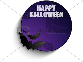 Vector - Halloween Bat Circle Frame Pumpkin Background Vector