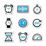 Time, clock vector icons set