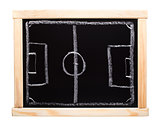 Football strategy planning on blackboard