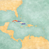 Map of Caribbean - Cuba (Vintage Series)