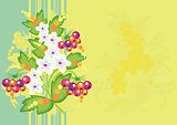 Abstract flowers and berries with background