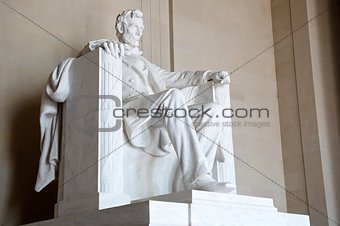 Statue of Abraham Lincoln seated at the Lincoln Memorial, Washington DC