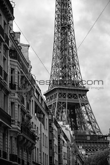 Eiffel Tower Paris France black and white architecture