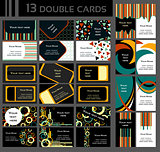 Set of 13 double business cards,