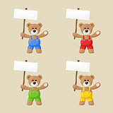 Teddy Bears with White Signboards