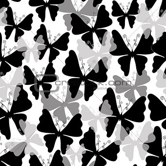 White pattern with butterflies (Seamless)