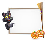 Witch Cat Halloween Sign