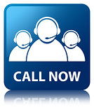 Call now glossy blue reflected square button