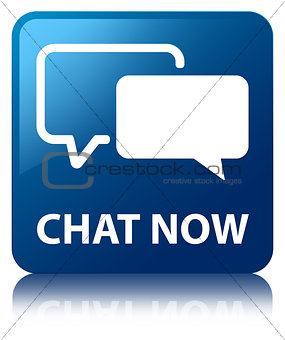 Chat now glossy blue reflected square button