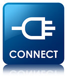 Connect glossy blue reflected square button