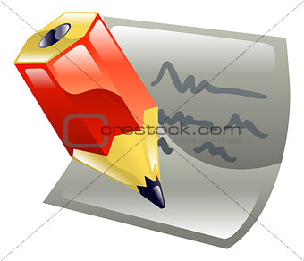 Pencil writing on paper icon clipart