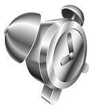 Illustration of shiny metal steel alarm clock icon