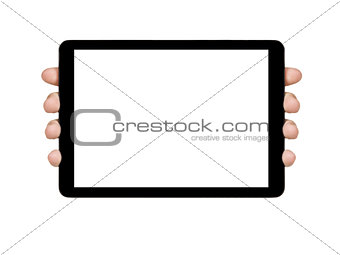 female teen hands showing generic tablet