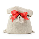 sack gift bag with ribbon bow