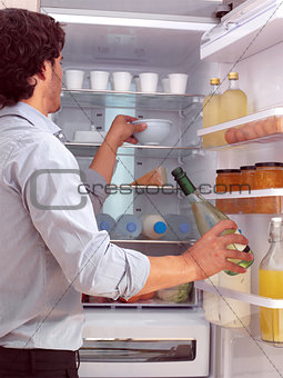 Man standing near freezer l