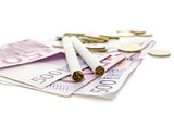 Cigarettes on European currency