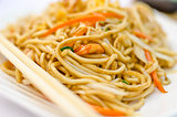 Closeup of asian fried noodles