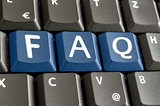 FAQ written with blue keyboard buttons