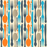 seamless pattern with forks, spoons end knifes. Vector illustrat