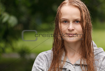 Portrait of a girl after rain