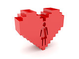 3D heart. Female figure cutout inside.