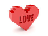 3D heart. Text Love cutout inside.