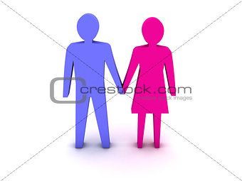 3D couple holding hands.