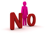 Female figure standing near to an no icon.