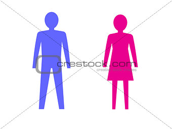 Symbols of male and female pink and blue.