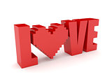 3D text Love and heart