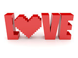 3D text Love and heart