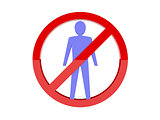 Men not allowed forbidden red sign.
