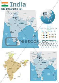 India maps with markers
