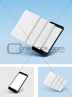 Vector smartphone icon with blank screens