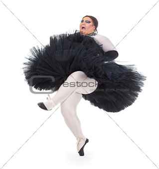 Drag queen dancing in a tutu