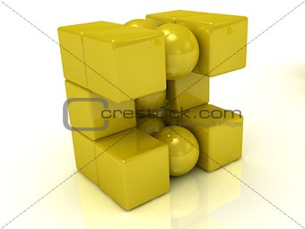 Gold magnet balls and cubes 