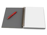 Notebook with a spiral and a red pen