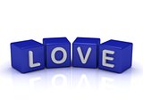LOVE word on blue cubes 