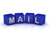 MAIL word on blue cubes 