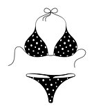 Black bikini suit with white dots