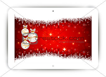 Tablet with Christmas background
